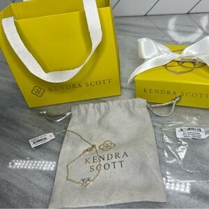 Kendra Scott Ari Heart Gold Chain Bracelet in Dichroic Glass NWT gift bag box